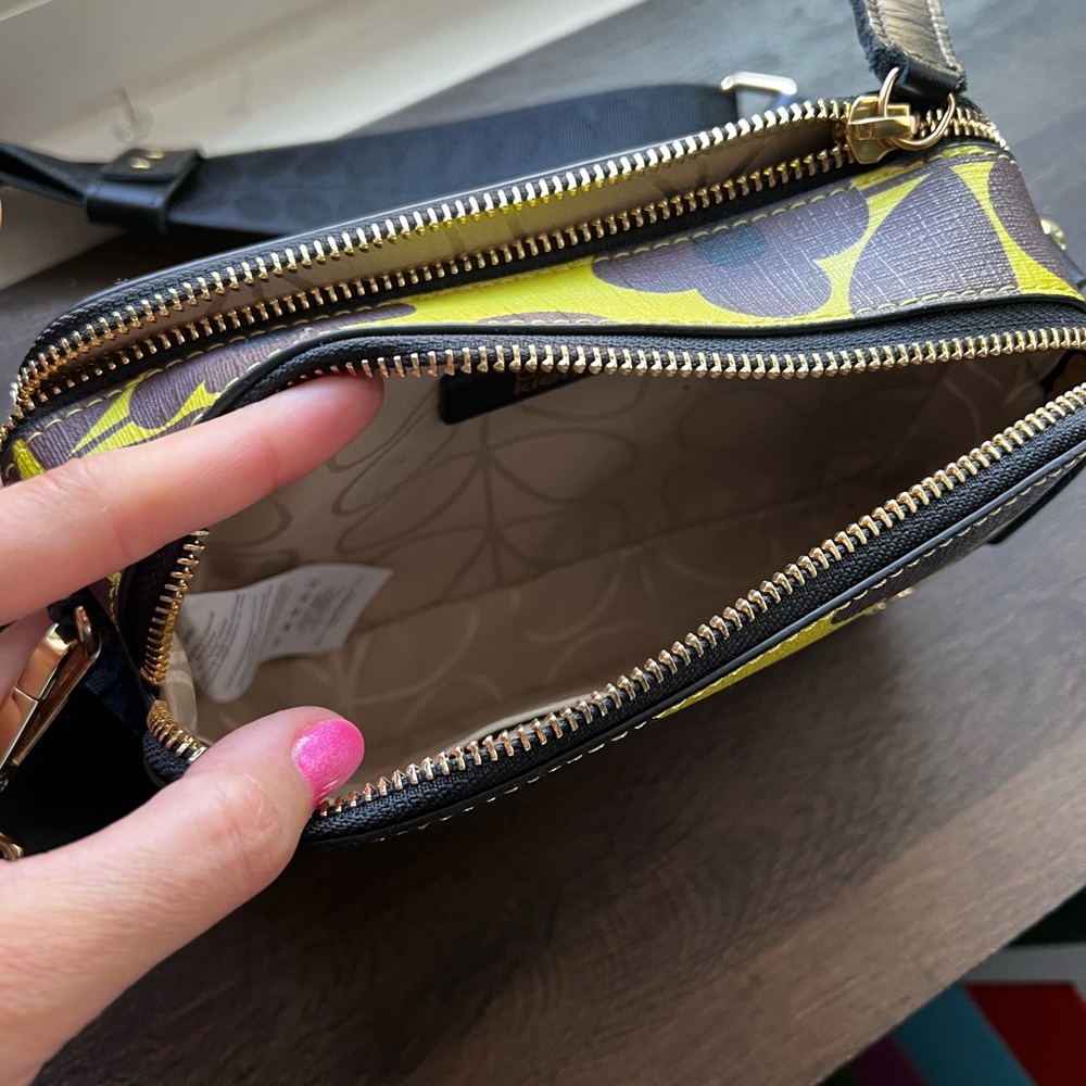 Orla Kiely Modern Yellow and Black Crossbody Bag - Picture 2 of 5